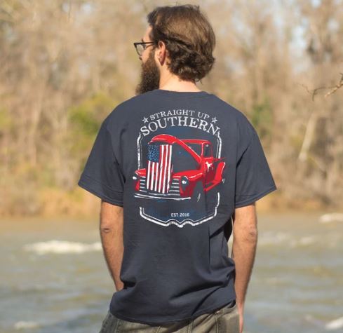 STRAIGHT UP SOUTHERN PATRIOTIC TRUCK HOOD T-SHIRT