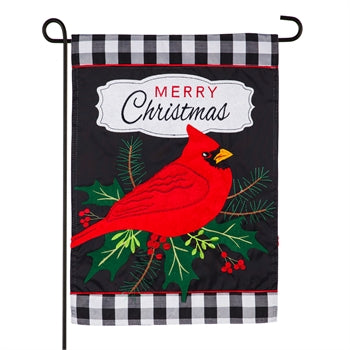 Evergreen Merry Christmas Cardinal Applique Garden Flag