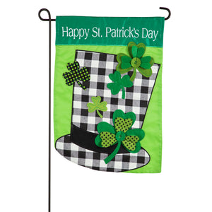 Evergreen Plaid St. Patrick's Day Hat Applique Garden Flag