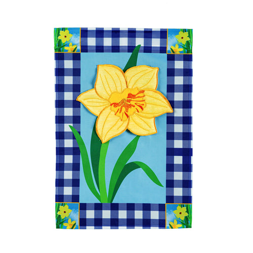 EVERGREEN BUFFALO CHECK DAFFODILS GARDEN APPLIQUE FLAG