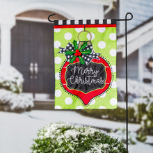 Load image into Gallery viewer, EVERGREEN PATTERNED ORNAMENT WITH HOLLY GARDEN APPLIQUE FLAG