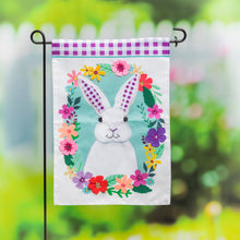 Load image into Gallery viewer, EVERGREEN GINGHAM BUNNY GARDEN APPLIQUE FLAG