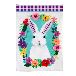 EVERGREEN GINGHAM BUNNY GARDEN APPLIQUE FLAG