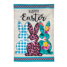 Load image into Gallery viewer, EVERGREEN BRIGHT BUNNIES GARDEN APPLIQUE FLAG