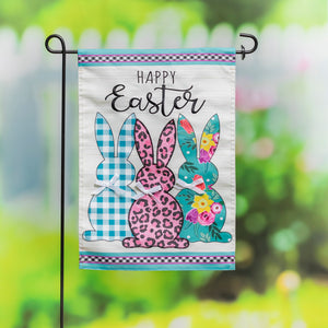 EVERGREEN BRIGHT BUNNIES GARDEN APPLIQUE FLAG