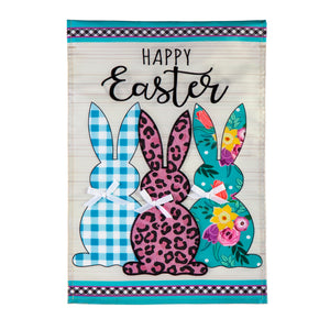 EVERGREEN BRIGHT BUNNIES GARDEN APPLIQUE FLAG