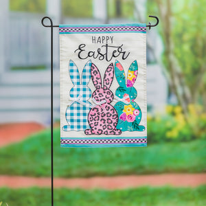 EVERGREEN BRIGHT BUNNIES GARDEN APPLIQUE FLAG