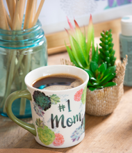Load image into Gallery viewer, Evergreen #1 Mom Coffee Cup and Succulent Gift Set 8 OZ