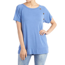 Load image into Gallery viewer, Coco &amp; Carmen Rosalie Button Shoulder Blue Tunic