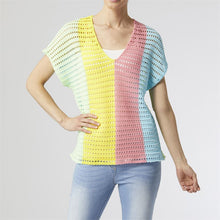 Load image into Gallery viewer, COCO &amp; CARMEN RAYNA STRIPED V-NECK LASER CUT POPOVER - SOFT STRIPE