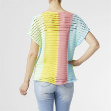 Load image into Gallery viewer, COCO &amp; CARMEN RAYNA STRIPED V-NECK LASER CUT POPOVER - SOFT STRIPE