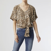Load image into Gallery viewer, COCO &amp; CARMEN VANESSA V-NECK TIE FRONT BLOUSE - ANIMAL PRINT