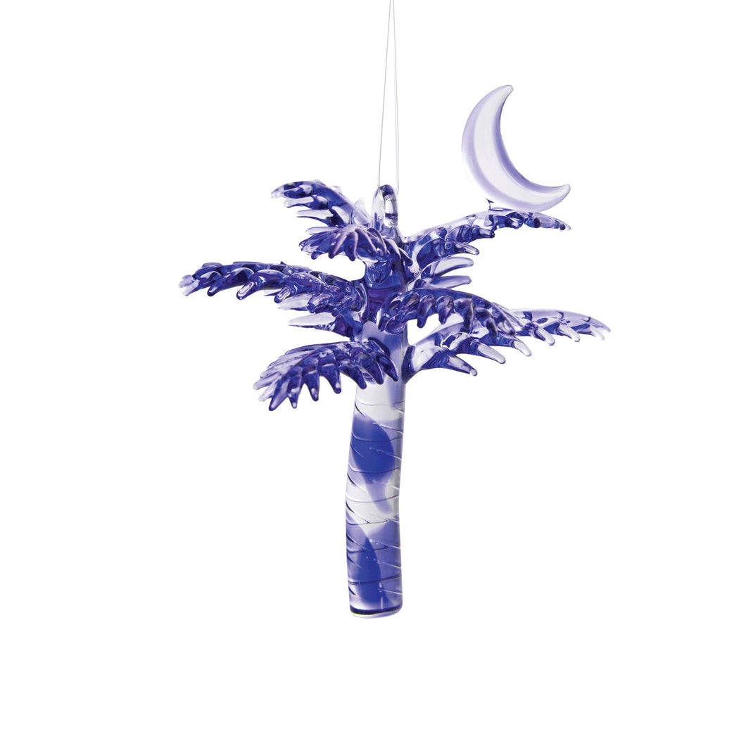 Christmas Sabal Palmetto Tree & Moon Glass Ornament