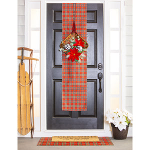 EVERGREEN POINSETTIA TOBACCO BASKET DOOR DÉCOR