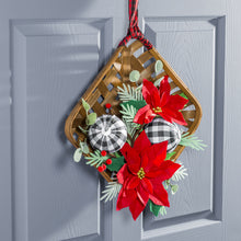 Load image into Gallery viewer, EVERGREEN POINSETTIA TOBACCO BASKET DOOR DÉCOR