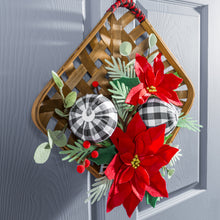 Load image into Gallery viewer, EVERGREEN POINSETTIA TOBACCO BASKET DOOR DÉCOR