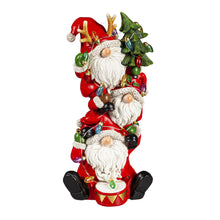 Load image into Gallery viewer, EVERGREEN 11&quot;H LED BATTERY OPERATED STACKED SANTAS GARDEN STATUARY