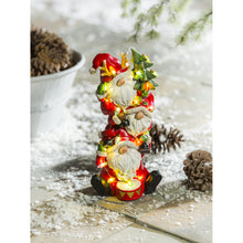 Load image into Gallery viewer, EVERGREEN 11&quot;H LED BATTERY OPERATED STACKED SANTAS GARDEN STATUARY