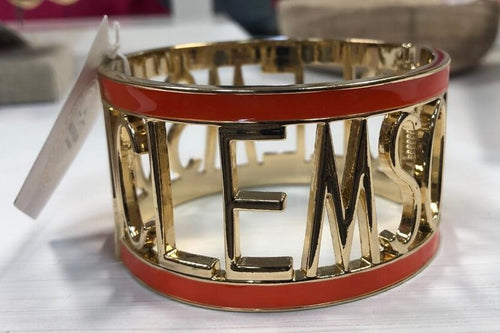 EMERSON STREET CLOTHING CO CLEMSON ORANGE HINGED CUFF METAL BRACELET