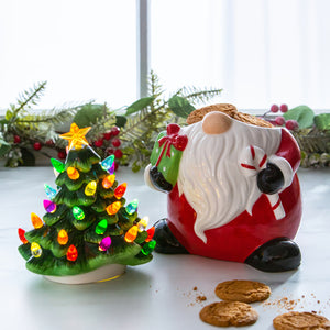 EVERGREEN LED CERAMIC GNOME COOKIE JAR