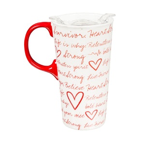 Evergreen Ceramic Travel Cup Relentess Hearts