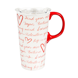 Evergreen Ceramic Travel Cup Relentess Hearts