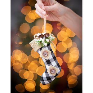 EVERGREEN ASSORTED STOCKING WITH PINECONE ORNAMENT