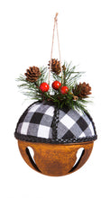 Load image into Gallery viewer, EVERGREEN METAL BUFFALO PLAID BELL ORNAMENT