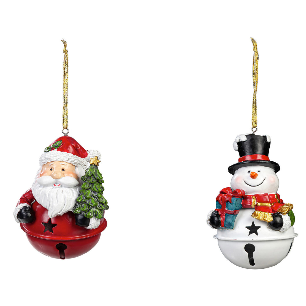EVERGREEN ASSORTED POLYRESIN HOLIDAY ICONS ON BELLS ORNAMENT