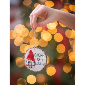 EVERGREEN POLYRESIN HOLIDAY SENTIMENT GNOME ORNAMENT