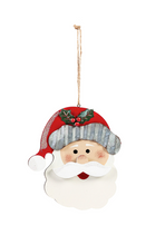 Load image into Gallery viewer, EVERGREEN ASSORTED WOOD AND METAL ICON ORNAMENTS SANTA AND SNOWMAN