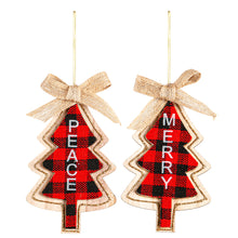 Load image into Gallery viewer, EVERGREEN WOOD BUFFALO CHECK TREE WITH SENTIMENT ORNAMENT