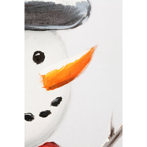 EVERGREEN SNOWMAN WITH CARDINAL HAND PAINTED SCREEN WOOD FRAME WALL DÉCOR, 16"W X 20"H