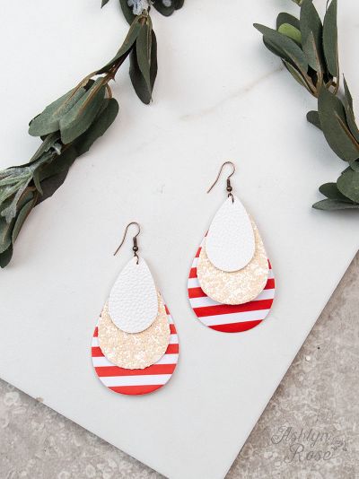 Southern Grace Red Stripes with Glitter Earrings