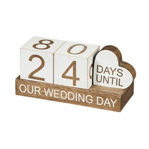 Evergreen Wooden "Our Wedding Day" Countdown Table Decor