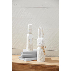 MUD PIE LARGE BUNNY WOOD BLOCK SITTER