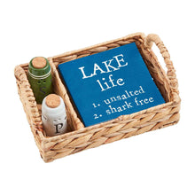 Load image into Gallery viewer, MUD PIE LAKE SALT/PEPPER &amp; NAPKIN BASKET SET