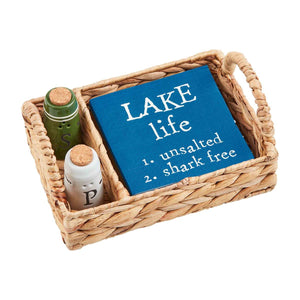 MUD PIE LAKE SALT/PEPPER & NAPKIN BASKET SET