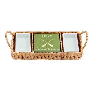 MUD PIE RELAX SERVING BASKET & NAPKIN SET