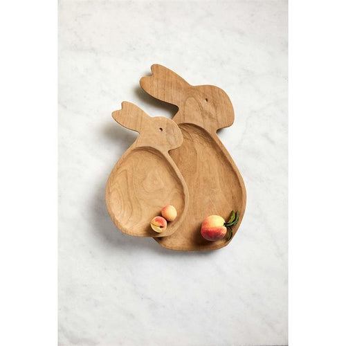 MUD PIE PAULOWNIA BUNNY TRAY SET