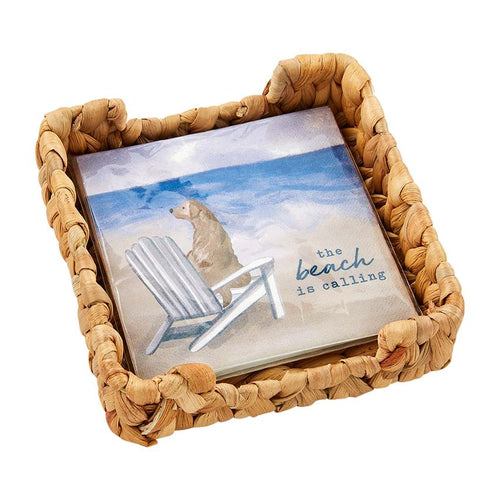 Mud Pie Beach Dog Napkin Basket Set