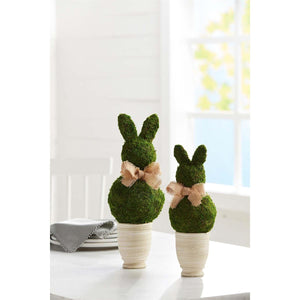 MUD PIE LARGE PRESERVED MOSS BUNNY POT