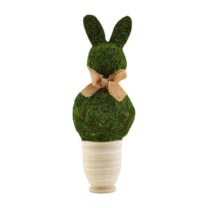 MUD PIE LARGE PRESERVED MOSS BUNNY POT