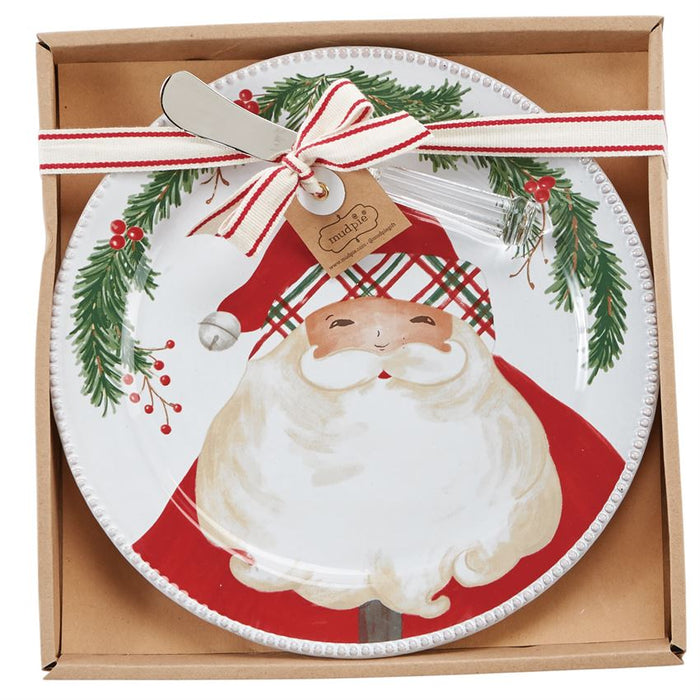 Mud Pie Santa Tartan Cheese Set