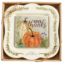 Load image into Gallery viewer, Mud Pie Watercolor Fall Pumpkin Cheese Plate Set