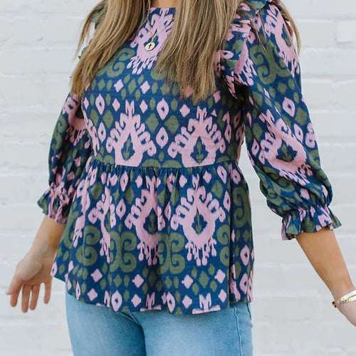 MICHELLE MCDOWELL MILLS TOP - FRINGE WITH BENEFITS BLUSH