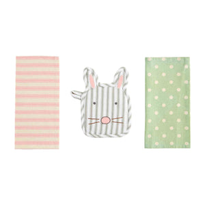 MUD PIE FACE POT HOLDER TOWEL SET