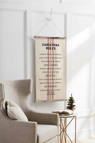 MUD PIE HOLIDAY RULES FABRIC HANGER