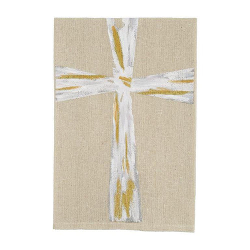 MUD PIE CROSS XMAS HAND-PAINTED TOWEL