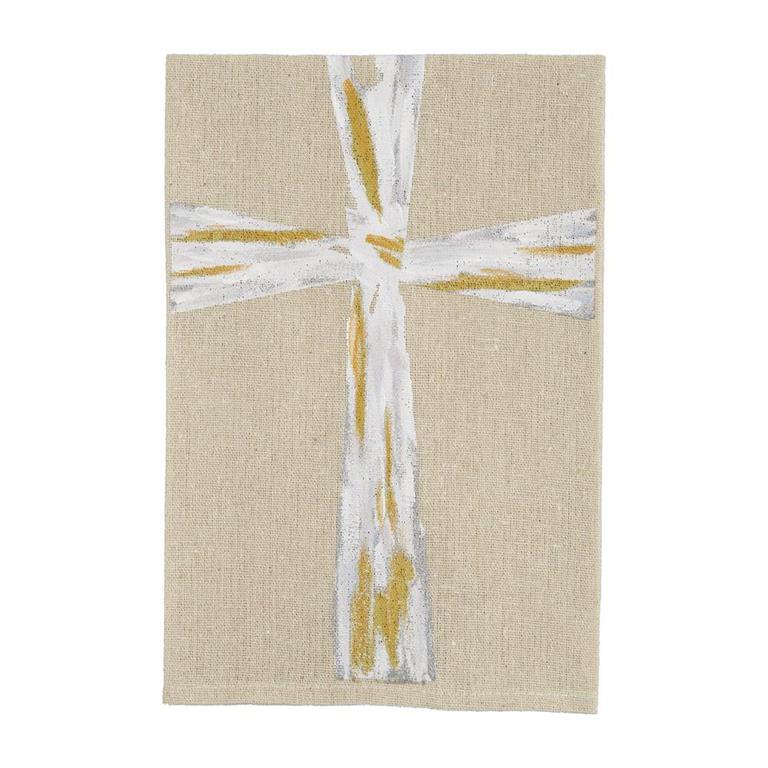 MUD PIE CROSS XMAS HAND-PAINTED TOWEL